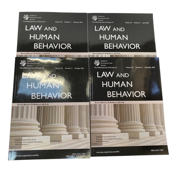 Lot of 4 Issues Law and Human Behavior Journal 2021 American Psychological APA - Picture 1 of 6